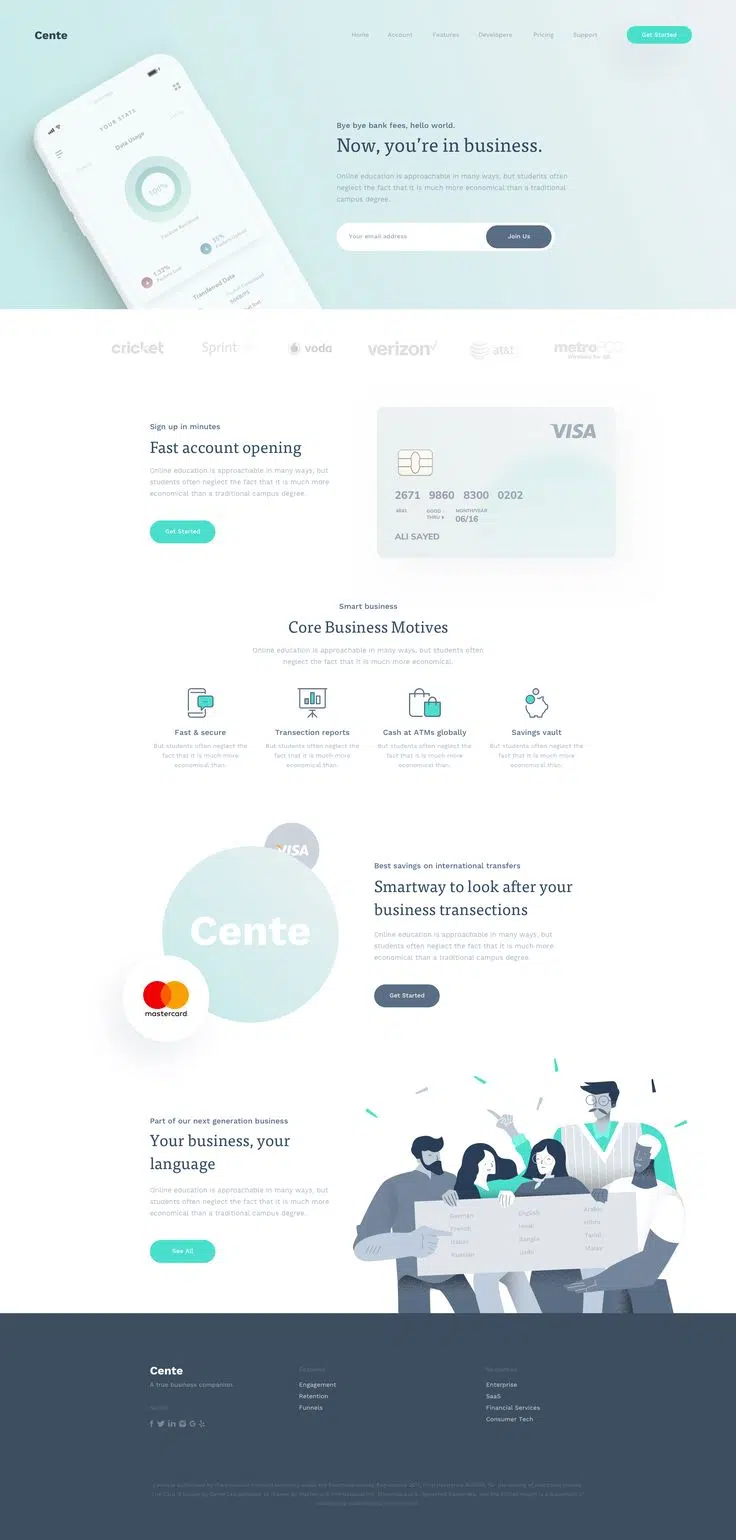 Cente Landing Page - Full Preview
