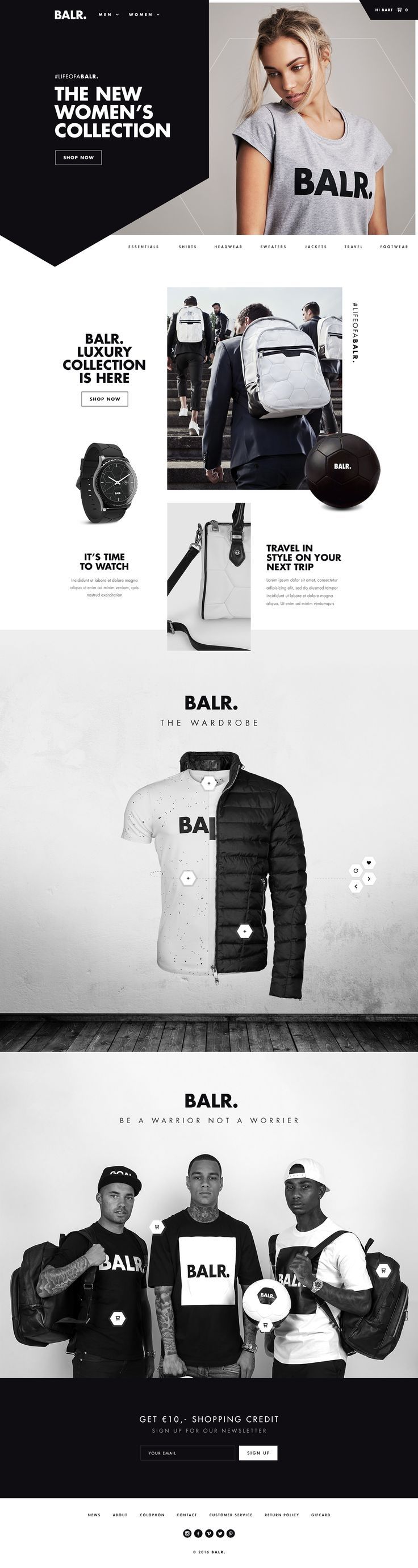 Concept design for Balr.com. To give it a more Balr look and feel.