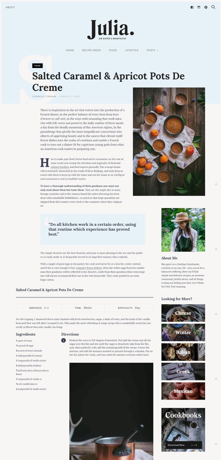 Julia - Minimalist Creative Layout Food Blog WordPress Theme