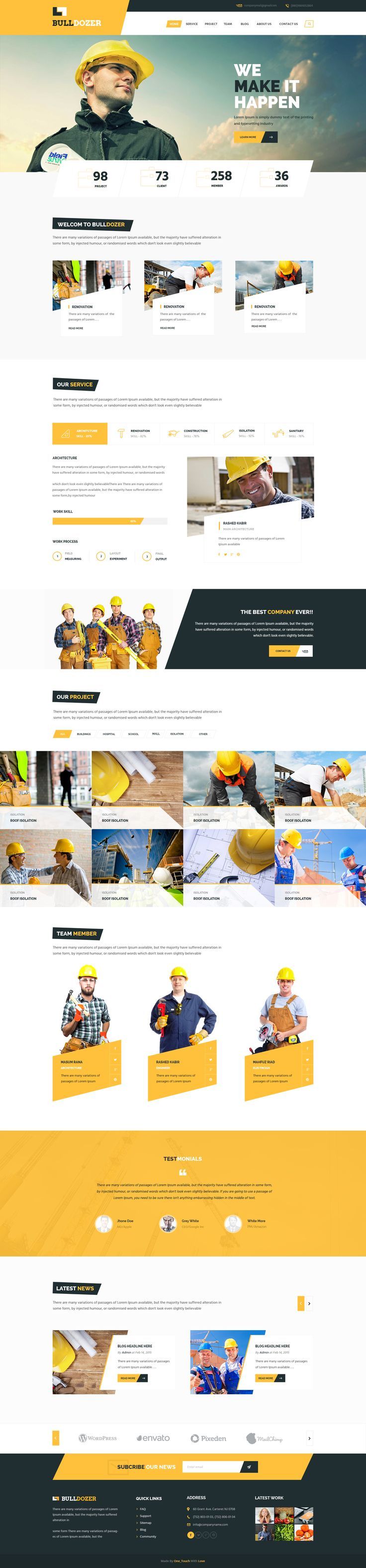Clean and simple web design for a construction website designed by Masum Rana, v...
