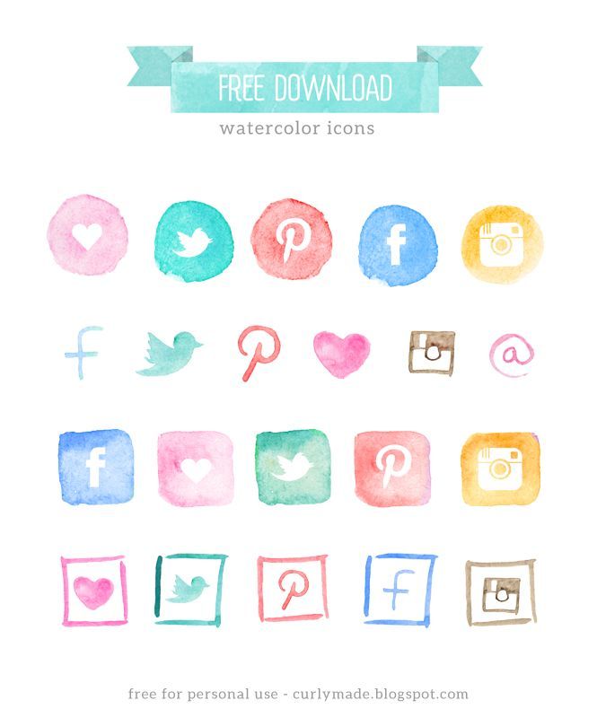 Free Watercolor Social Media Icons // Blog Restyle